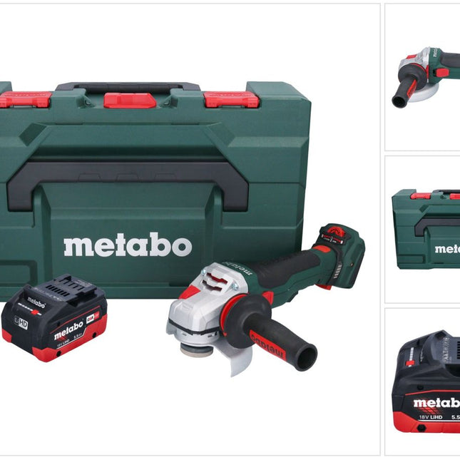 Metabo WVB 18 LTX BL 15-125 Quick Akku Winkelschleifer 18 V 125 mm Brushless + 1x Akku 5,5 Ah + metaBOX - ohne Ladegerät