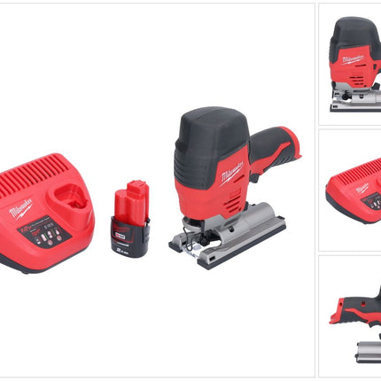Seghetto alternativo a batteria Milwaukee M12 JS-201 12 V + 1x batteria ricaricabile 2,0 Ah + caricabatterie