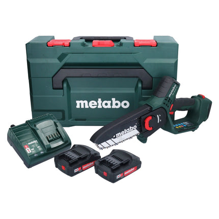 Metabo MS 18 LTX 15 sierra de podar sin cable 18 V 15 cm 5 m/s + 2x batería recargable 2,0 Ah + cargador + metaBOX