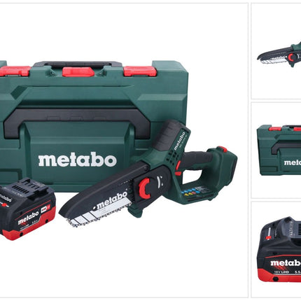 Metabo MS 18 LTX 15 Akku Gehölzsäge 18 V 15 cm 5 m/s + 1x Akku 5,5 Ah + metaBOX - ohne Ladegerät