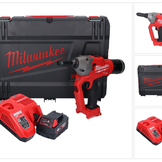 Milwaukee M18 ONEFPRT-401X Akku Blindnietgerät 18 V 20 kN Brushless + 1x Akku 4,0 Ah + Ladegerät + HD Box