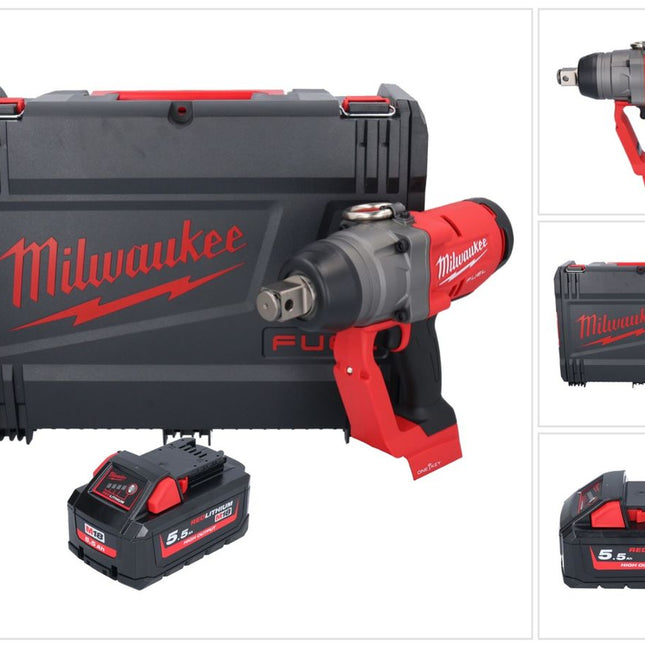 Milwaukee M18 ONEFHIWF1-551X Akku Schlagschrauber 18 V 2033 Nm 1″ Brushless + 1x Akku 5,5 Ah + HD Box - ohne Ladegerät