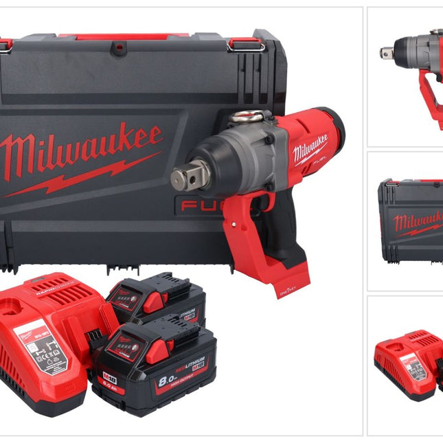 Milwaukee M18 ONEFHIWF1-802X Avvitatore a impulsi a batteria 18 V 2033 Nm 1 Brushless ( 4933459733 ) + 2x batteria 8,0 Ah + caricatore + HD Box
