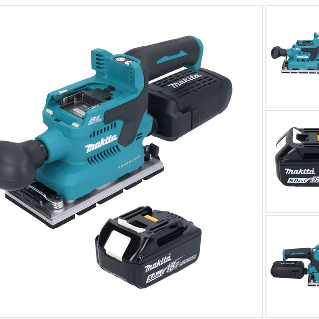 Makita DBO 381 T1U Akumulatorowa szlifierka oscylacyjna 18 V 93 x 185 mm bezszczotkowa + 1x akumulator 5,0 Ah - bez ładowarki