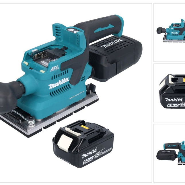 Makita DBO 381 G1U Akumulatorowa szlifierka oscylacyjna 18 V 93 x 185 mm bezszczotkowa + 1x akumulator 6,0 Ah - bez ładowarki