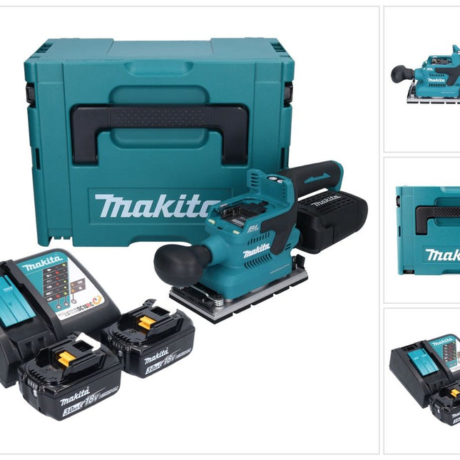 Makita DBO 381 RFJU Akumulatorowa szlifierka oscylacyjna 18 V 93 x 185 mm bezszczotkowa + 2x akumulator 3,0 Ah + ładowarka + Makpac
