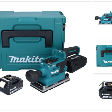 Makita DBO 381 M1JU 18 V 93 x 185 mm Levigatrice vibrante a batteria senza spazzole + 1x batteria 4,0 Ah + Makpac - senza caricabatterie