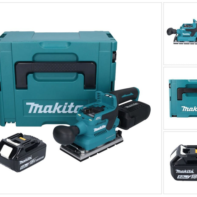Makita DBO 381 T1JU Akumulatorowa szlifierka oscylacyjna 18 V 93 x 185 mm bezszczotkowa + 1x akumulator 5,0 Ah + Makpac - bez ładowarki