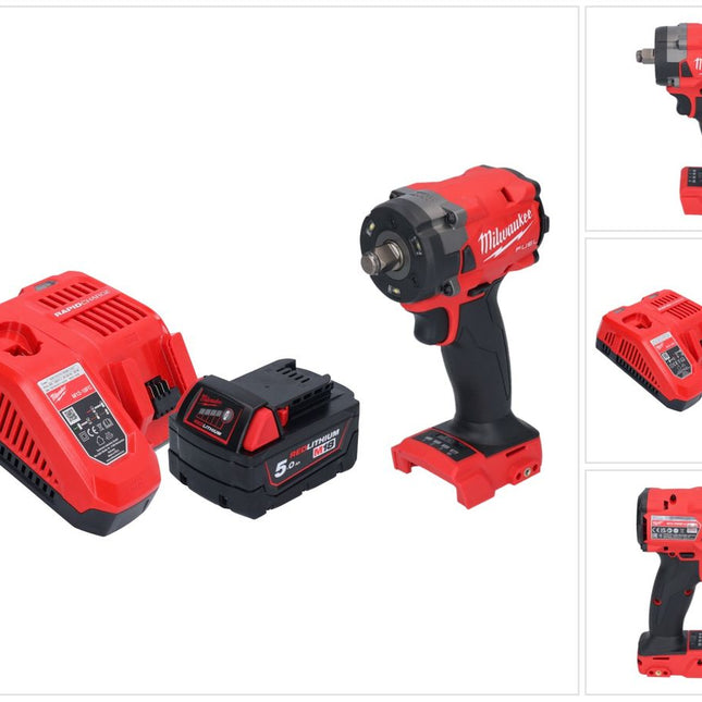 Avvitatore a impulsi a batteria Milwaukee M18 FIW2F12-501 18 V 339 Nm 1/2" brushless + 1x batteria ricaricabile 5,0 Ah + caricatore