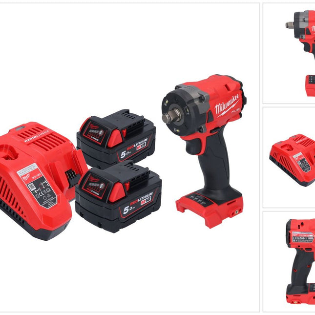 Milwaukee M18 FIW2F12-502 Avvitatore a impulsi a batteria 18 V 339 Nm 1/2" brushless + 2x batteria ricaricabile 5,0 Ah + caricabatterie