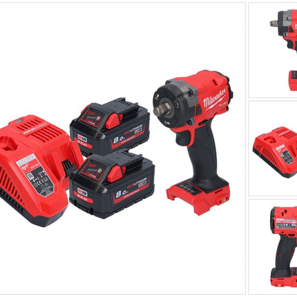 Clé à chocs sans fil Milwaukee M18 FIW2F12-802 18 V 339 Nm 1/2" sans balai + 2x batterie 8,0 Ah + chargeur