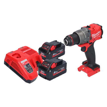 Taladro percutor inalámbrico Milwaukee M18 FPD3-802 18 V 158 Nm sin escobillas + 2x baterías 8,0 Ah + cargador