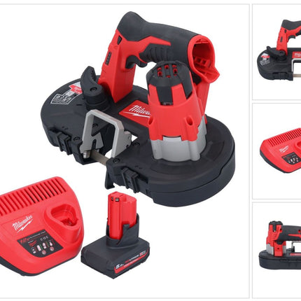 Sierra de cinta a batería Milwaukee M12 BS-501 12 V 41 x 41 mm + 1x batería 5,0 Ah + cargador
