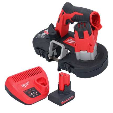 Sierra de cinta a batería Milwaukee M12 BS-501 12 V 41 x 41 mm + 1x batería 5,0 Ah + cargador