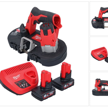 Milwaukee M12 BS-602 Akku Bandsäge 12 V 41 x 41 mm + 2x Akku 6,0 Ah + Ladegerät
