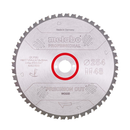 Metabo Precision Cut Wood - Profesjonalna piła tarczowa 254 x 30 mm Z48 ( 628221000 ) WZ 5° NEG