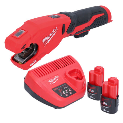 Milwaukee M12 PCSS-202 cortatubos inalámbrico de acero inoxidable 12 V 12 - 28 mm + 2x batería recargable 2.0 Ah + cargador