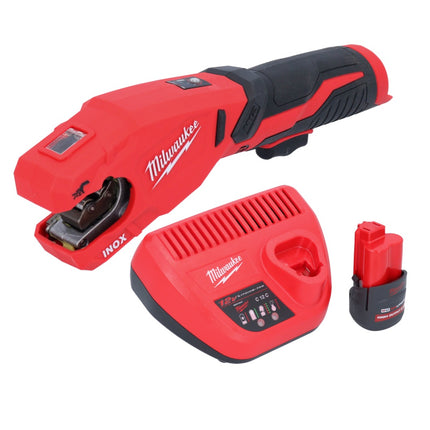 Milwaukee M12 PCSS-251 Cortatubos inalámbrico de acero inoxidable 12 V 12 - 28 mm + 1x batería recargable 2,5 Ah + cargador