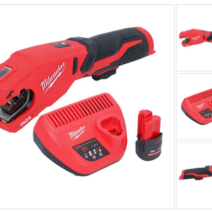 Milwaukee M12 PCSS-251 Cortatubos inalámbrico de acero inoxidable 12 V 12 - 28 mm + 1x batería recargable 2,5 Ah + cargador