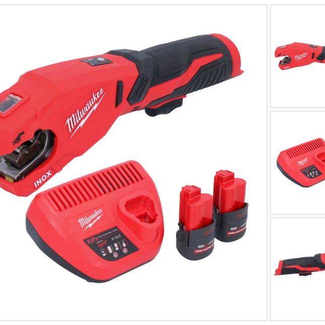 Milwaukee M12 PCSS-252 cortatubos inalámbrico de acero inoxidable 12 V 12 - 28 mm + 2x batería recargable 2,5 Ah + cargador