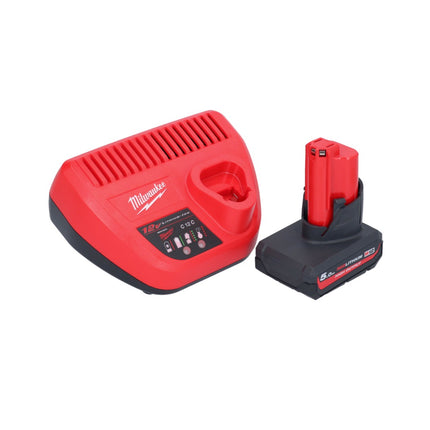 Milwaukee M12 PCSS-501 cortatubos inalámbrico de acero inoxidable 12 V 12 - 28 mm + 1x batería recargable 5.0 Ah + cargador