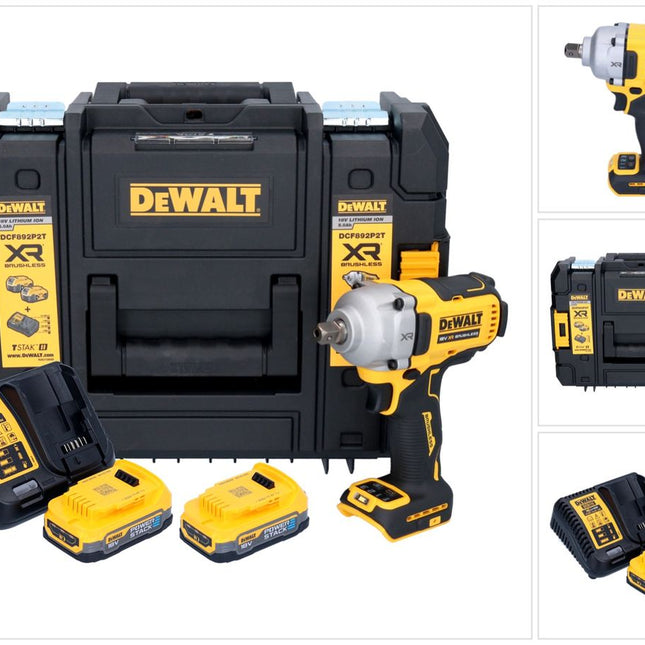 DeWalt DCF 892 E2T 18 V 813 Nm 1/2'' Avvitatore a impulsi senza spazzole + 2x batteria 1,7 Ah + caricatore + TSTAK