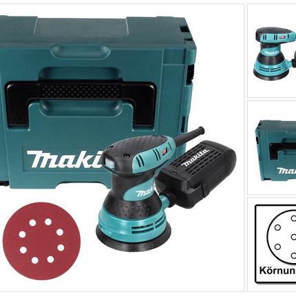 Makita BO 5031 Levigatrice rotorbitale 300 Watt 125 mm + 50x carta abrasiva K240 + Makpac