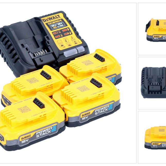 Zestaw startowy akumulatorów DeWalt DCB 1104 E4 12 V / 18 V 4x akumulator Powerstack 1,7 Ah + ładowarka DCB 1104