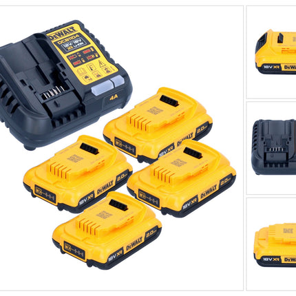 DeWalt DCB 1104 D4 Set de batería de arranque 12 V / 18 V 4x batería 2,0 Ah + cargador DCB 1104