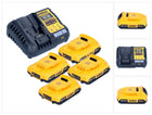 DeWalt DCB 1104 D4 Set de batería de arranque 12 V / 18 V 4x batería 2,0 Ah + cargador DCB 1104