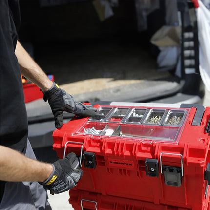 Toolbrothers RHINO XL Werkzeugkoffer ULTRA Handling+ Höhe L 26 l IP66 mit herausnehmbaren Trennwänden + Boxen