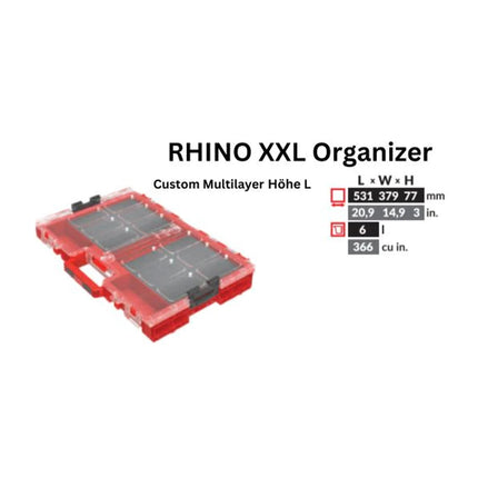 Toolbrothers RHINO XXL Organizer ULTRA Hauteur L Custom Multilayer 6 l IP66