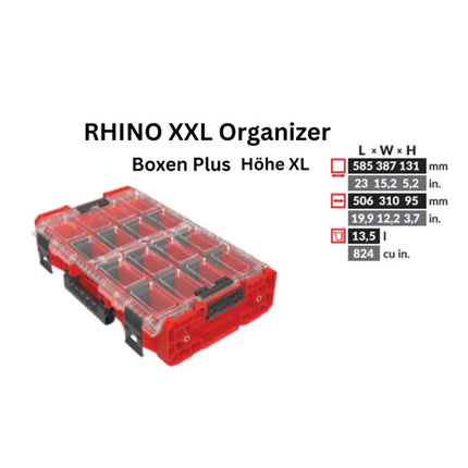 Toolbrothers RHINO XXL Organizer ULTRA hauteur XL boîtes+ 13,5 l IP66 avec boîtes amovibles + séparateurs