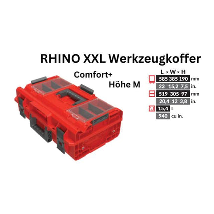 Toolbrothers RHINO XXL walizka narzędziowa ULTRA Comfort+ wysokość M 15,4 l IP66 z wyjmowanymi przegrodami + pudełka