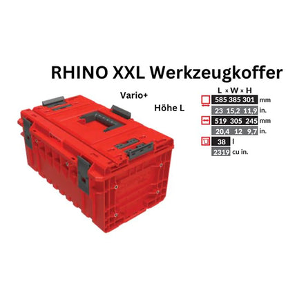 Toolbrothers RHINO XXL Werkzeugkoffer ULTRA Vario+ Höhe L 38 l IP66 mit herausnehmbaren Trennwänden