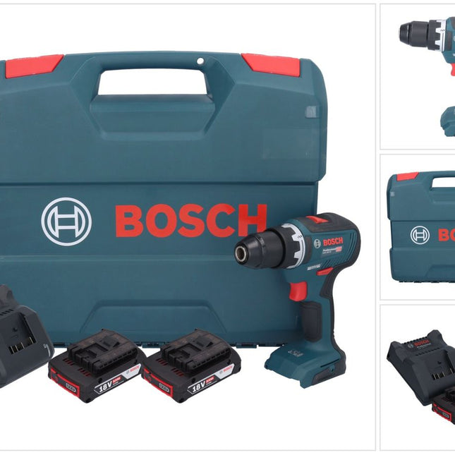 Bosch GSR 18V-55 Profesjonalna akumulatorowa wiertarko-wkrętarka 18 V 55 Nm bezszczotkowa + 2x akumulator 2,0 Ah + ładowarka + walizka L
