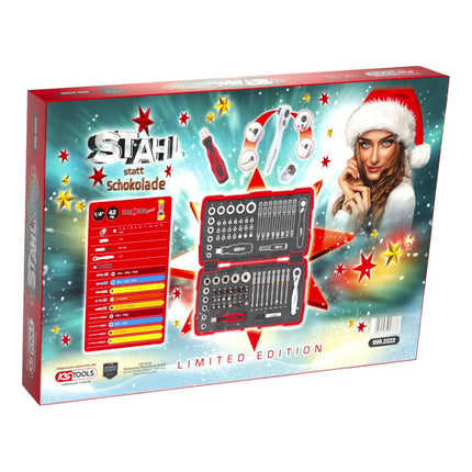 KS Tools Calendario de Adviento “Acero en lugar de chocolate” 2023 con juego de 42 puntas de torsión de 1/4" (999.2222)