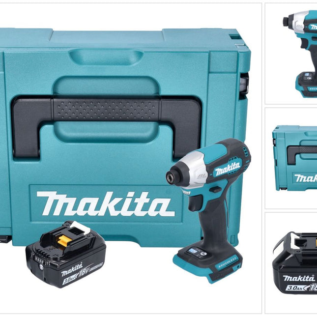 Makita DTD 157 F1J Clé à choc sans fil 18 V 140 Nm 1/4'' Brushless + 1x batterie 3,0 Ah + Makpac - sans chargeur