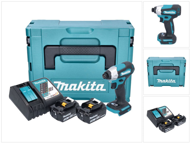 atornillador de impacto sin escobillas Makita DTD 157 RFJ 18 V 140 Nm 1/4'' + 2x batería 3.0 Ah + cargador + Makpac