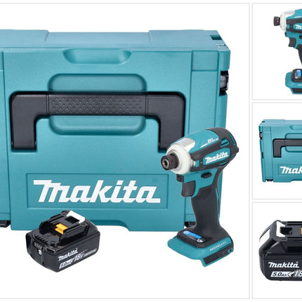 Makita DTD 172 T1J Akku Schlagschrauber 18 V 180 Nm 1/4" Brushless + 1x Akku 5,0 Ah + Makpac - ohne Ladegerät