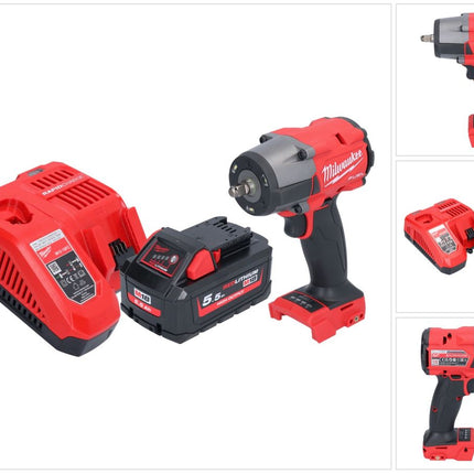 Milwaukee M18 FMTIW2F38-551 Llave de impacto sin cable 18 V 745 Nm 3/8" sin escobillas + 1x batería recargable 5,5 Ah + cargador