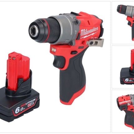 Milwaukee M12 FPD2-601 Perceuse-visseuse à percussion sans fil 12 V 45 Nm Brushless + 1x batterie 6,0 Ah - sans chargeur