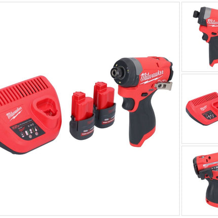 Clé à chocs sans fil Milwaukee M12 FID2-252 12 V 170 Nm 1/4" brushless + 2x batteries 2,5 Ah + chargeur