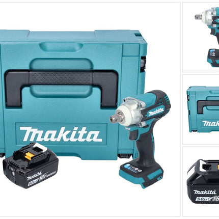 Makita DTW 301 T1J Akku Schlagschrauber 18 V 330 Nm 1/2" Brushless + 1x Akku 5,0 Ah + Makpac - ohne Ladegerät