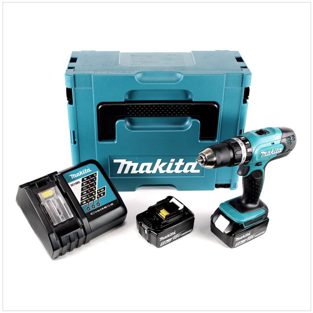Makita DHP 453 RTJ Akku Schlagbohrschrauber 18V 42Nm + 2x Akkus 5,0Ah+ Ladegerät im Makpac 2 - Toolbrothers