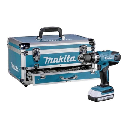 Makita HP 488 D009 Perceuse-visseuse à percussion sans fil 18 V 42 Nm série G + 2x batterie 1,5 Ah + chargeur + 70 pcs. d'accessoires + Coffret