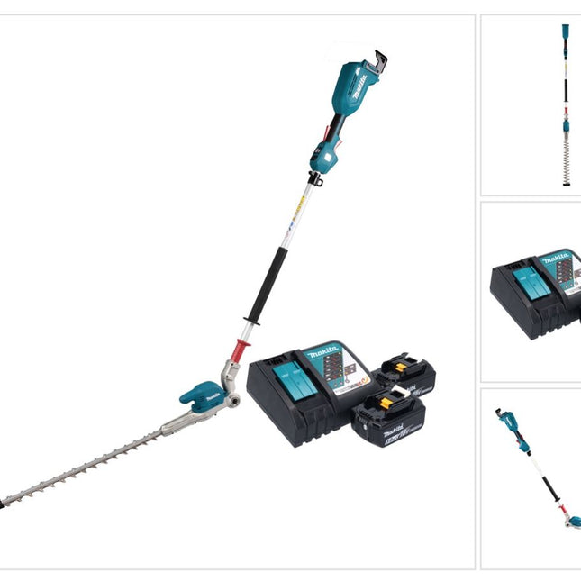 Cortasetos a batería Makita DUN 500 WRT2 18 V 50 cm sin escobillas + 2x baterías 5,0 Ah + cargador