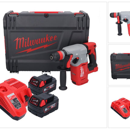 Milwaukee M18 BLHX-502X cordless combi hammer 18 V 2.3 J brushless ( 4933478892 ) + 2x rechargeable battery 5.0 Ah + charger + HD box