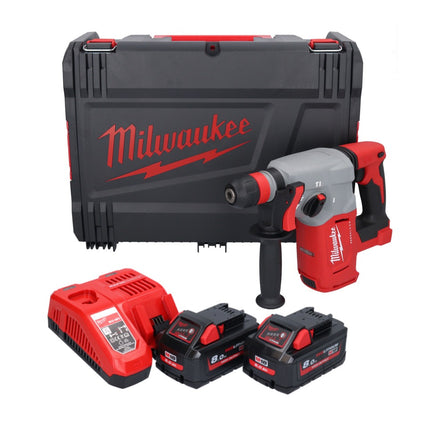 Milwaukee M18 BLHX-802X martello combinato a batteria 18 V 2,3 J brushless + 2x batteria 8,0 Ah + caricabatterie + scatola HD