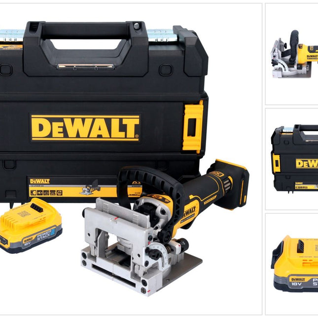 Fresa plana sin cable DeWalt DCW 682 NT 18 V 102 x 20 mm sin escobillas + 1x batería Powerstack 1,7 Ah + TSTAK - sin cargador